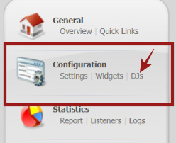 CentovaCast configured DJ account