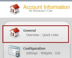 CentovaCast Overview page showing the Quick Links option